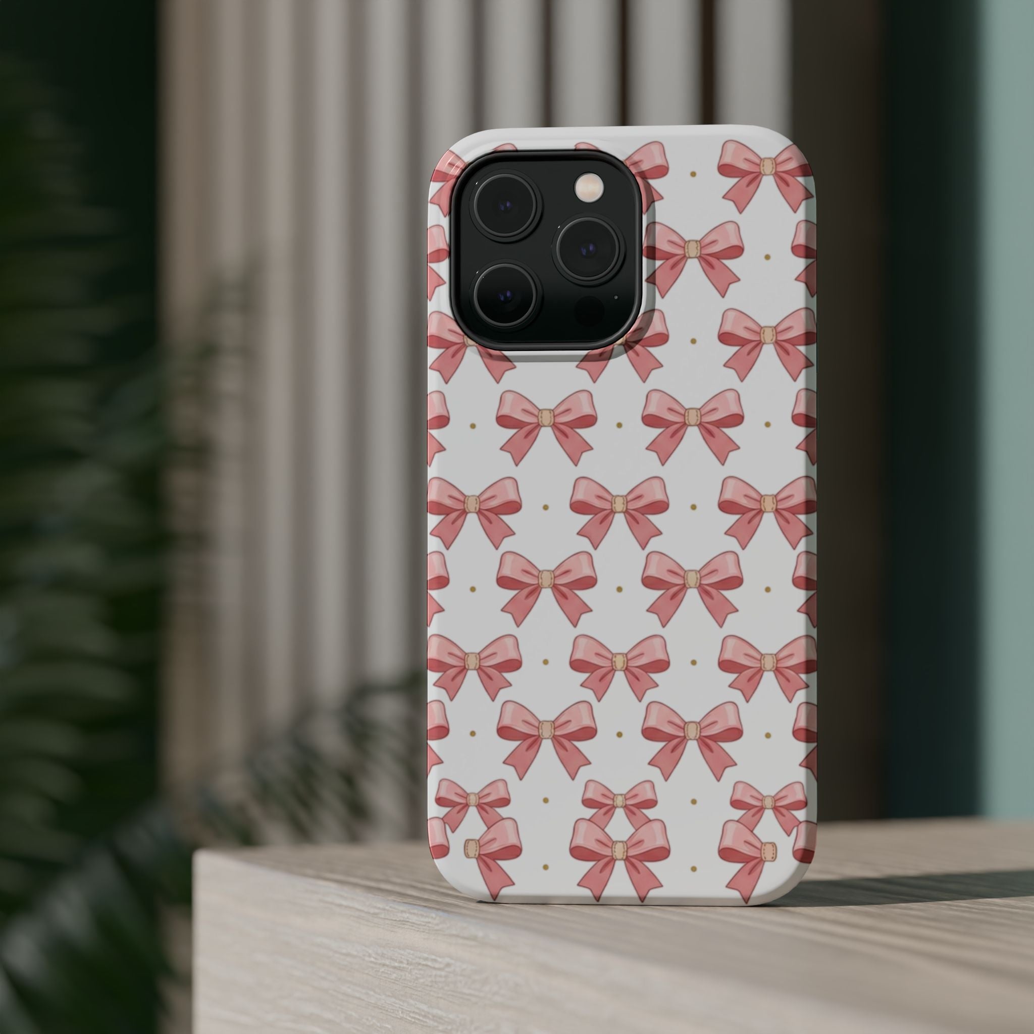 Pink Bow Pattern Magnetic Impact Phone Case — Protective iPhone Cover