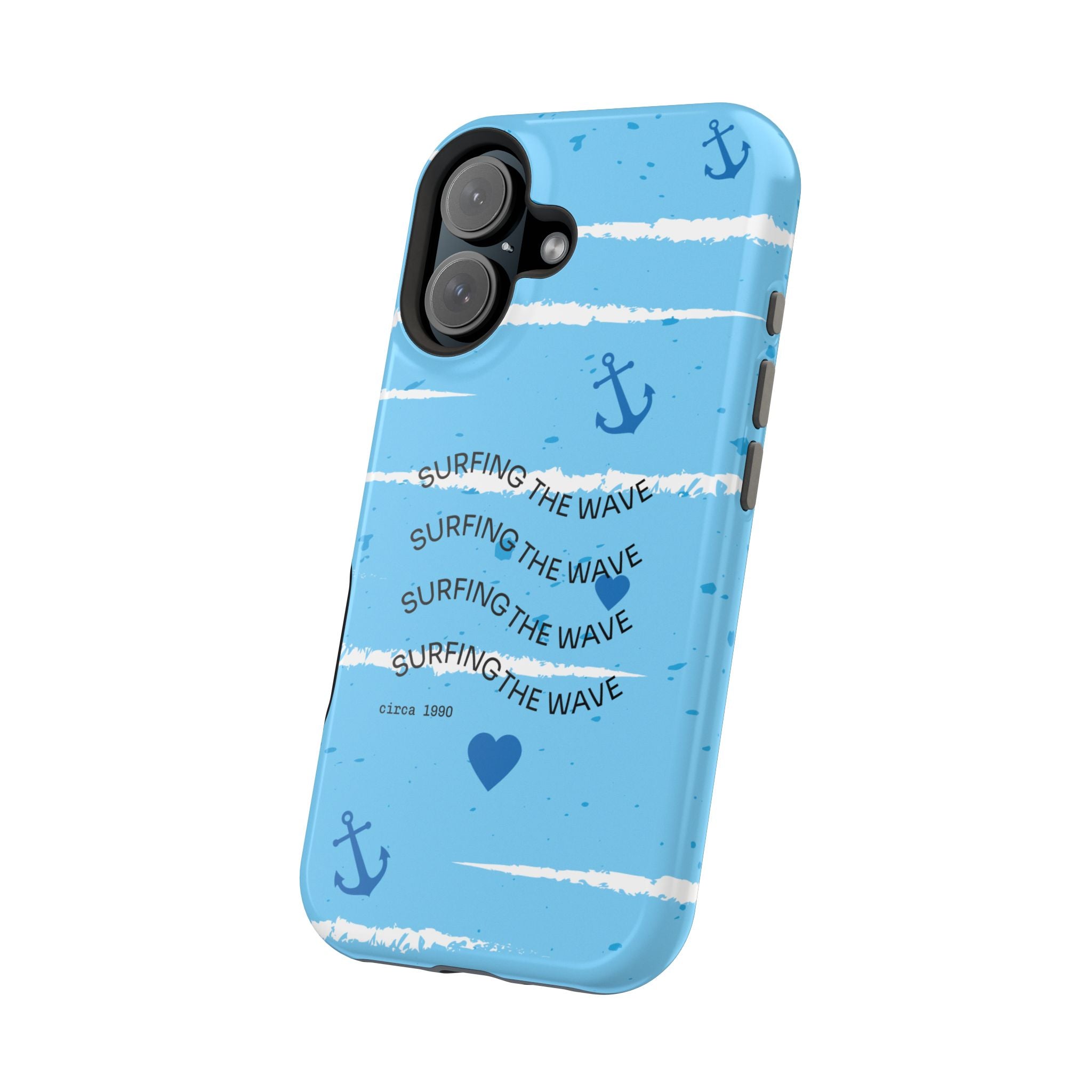 Surfing The Wave Blue Anchor Magnetic Phone Case — Impact‑Resistant, Magnetic iPhone Cover
