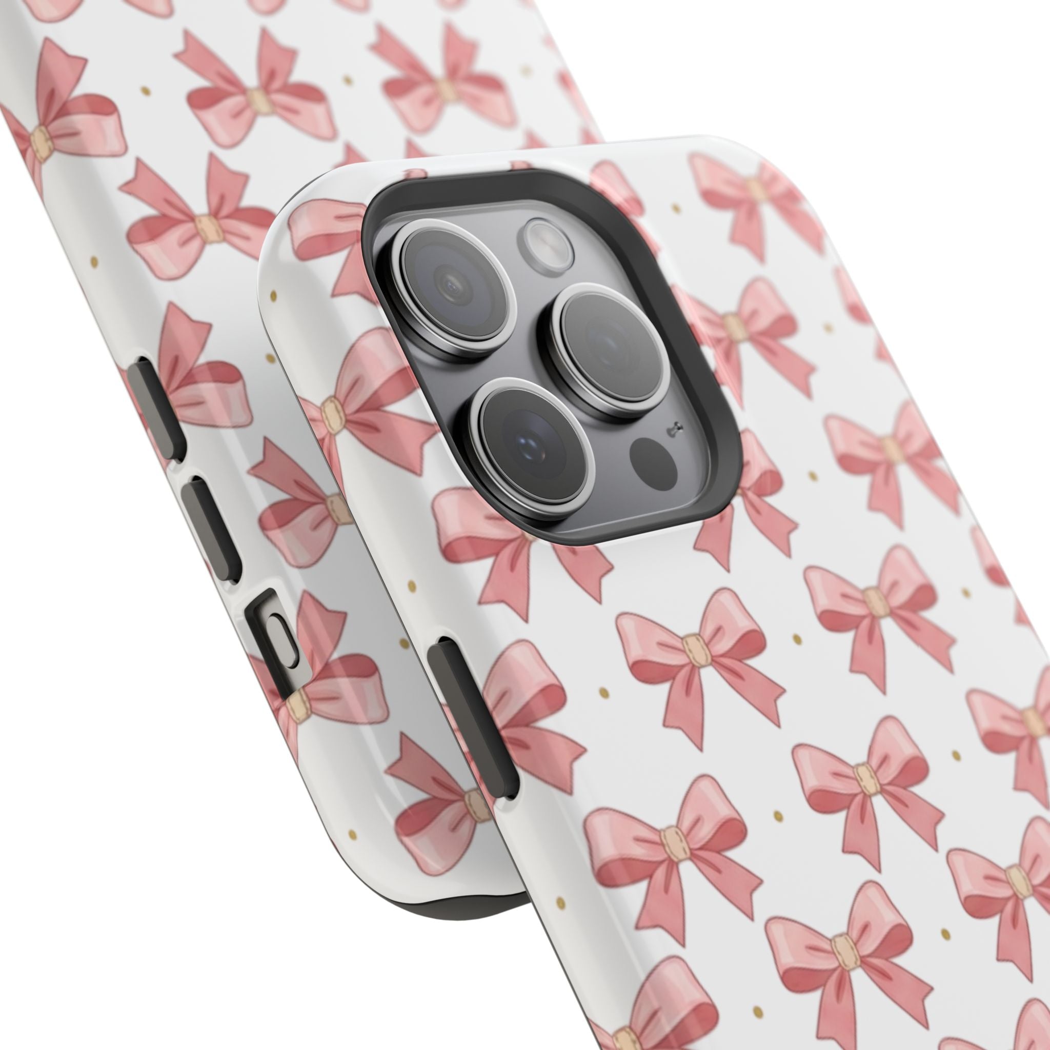 Pink Bow Pattern Magnetic Impact Phone Case — Protective iPhone Cover