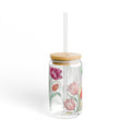 Tulip Floral Sipper Glass - 16oz Reusable Straw Tumbler