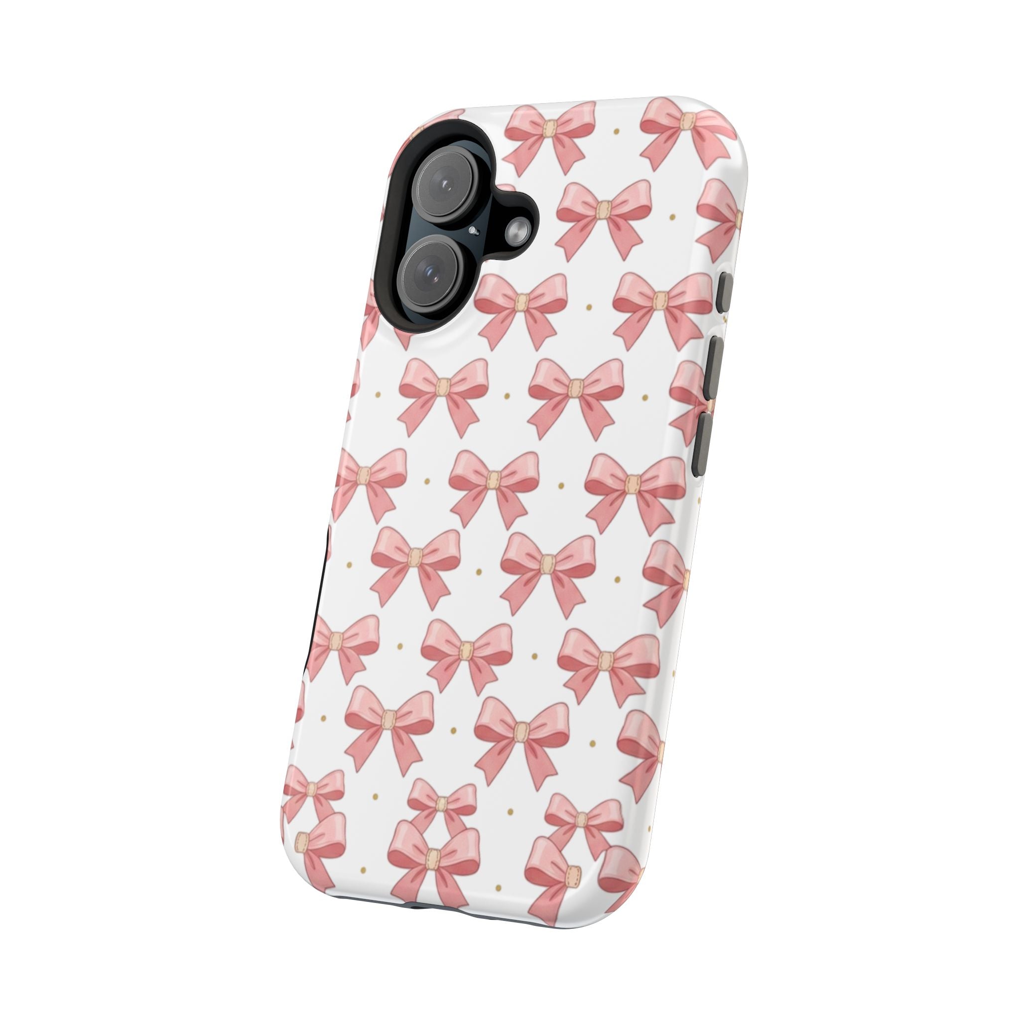 Pink Bow Pattern Magnetic Impact Phone Case — Protective iPhone Cover