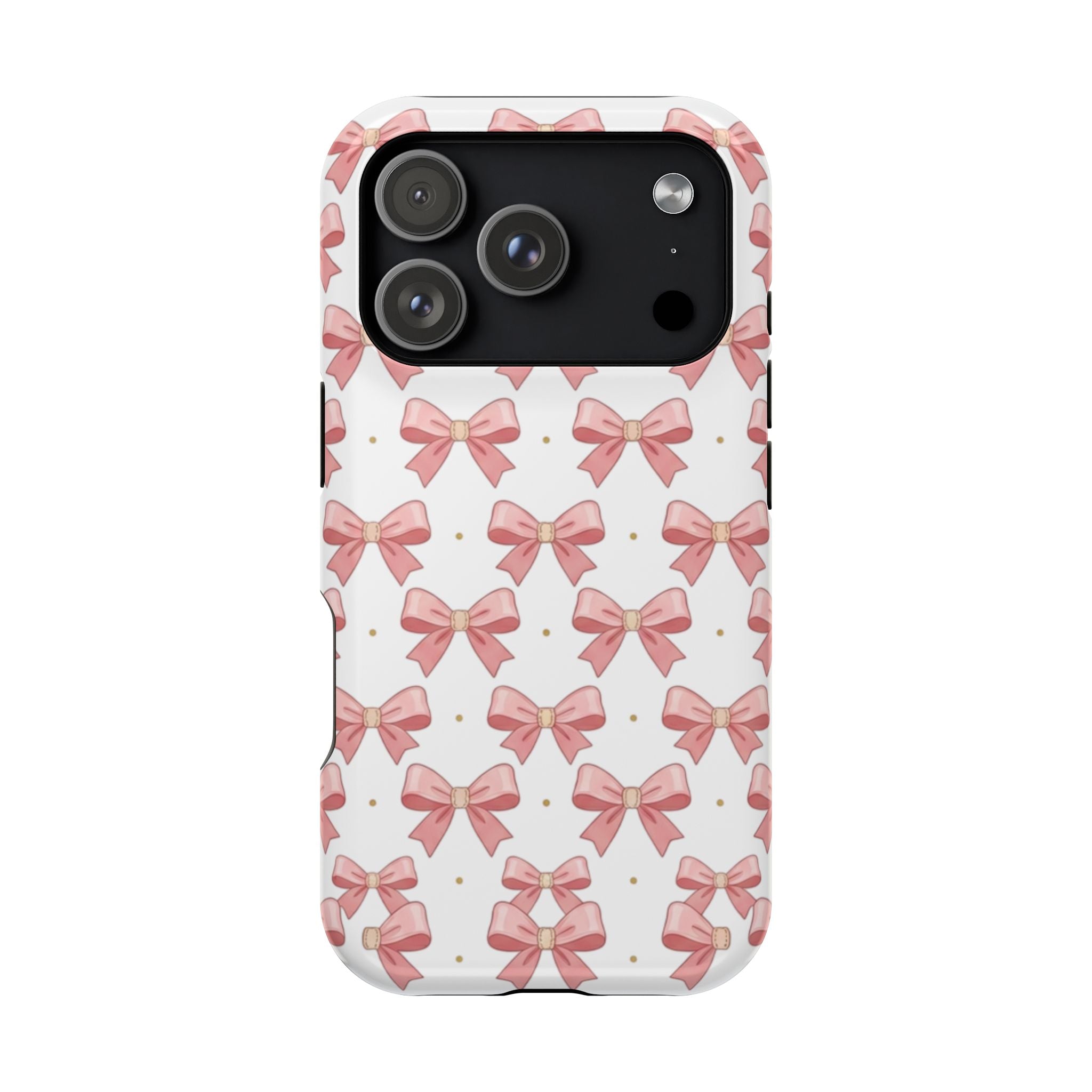 Pink Bow Pattern Magnetic Impact Phone Case — Protective iPhone Cover