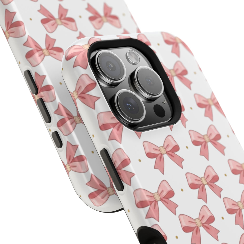 Pink Bow Pattern Magnetic Impact Phone Case — Protective iPhone Cover