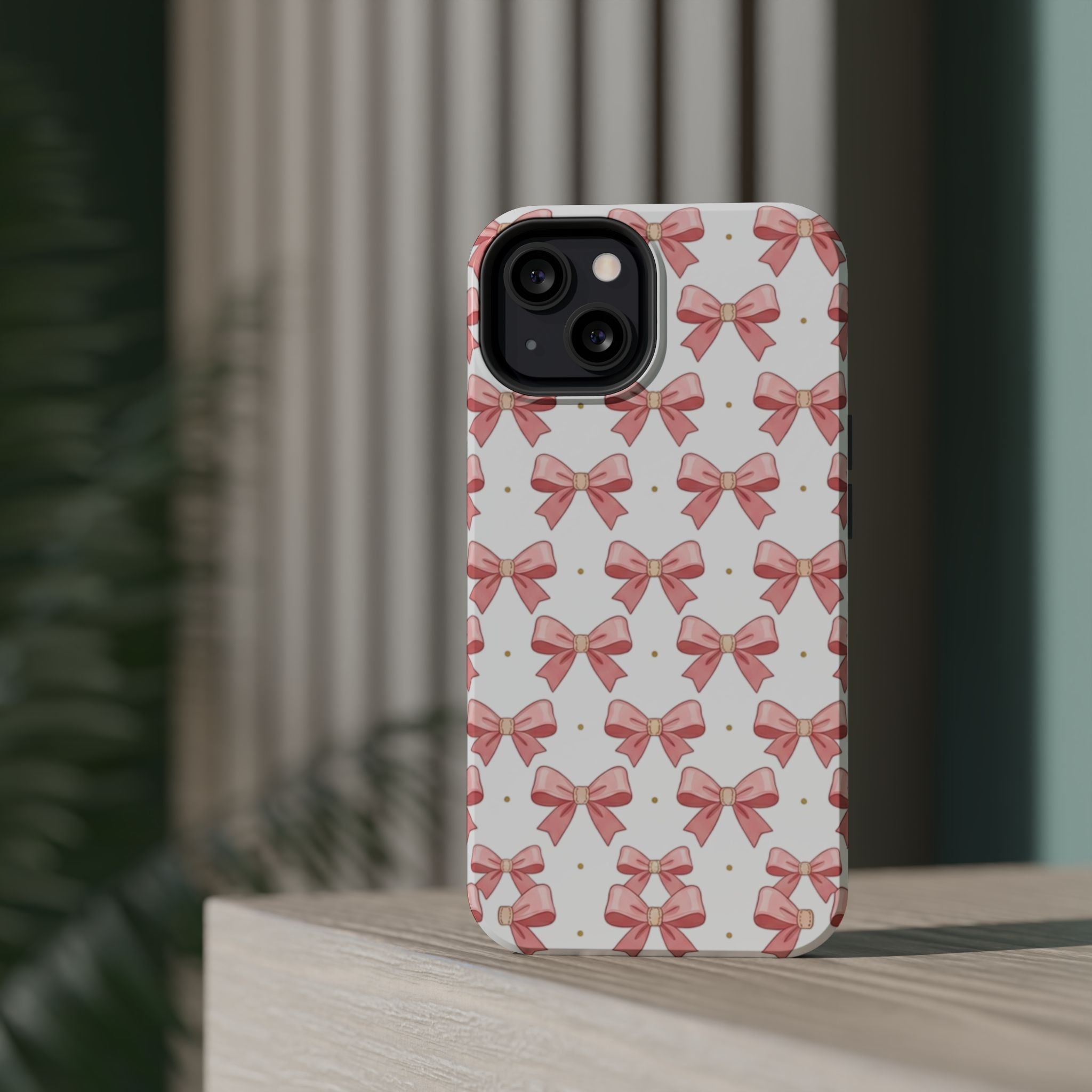 Pink Bow Pattern Magnetic Impact Phone Case — Protective iPhone Cover