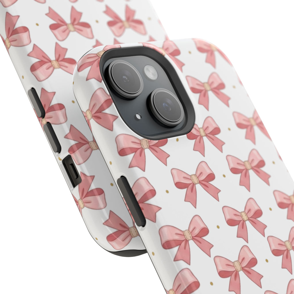 Pink Bow Pattern Magnetic Impact Phone Case — Protective iPhone Cover