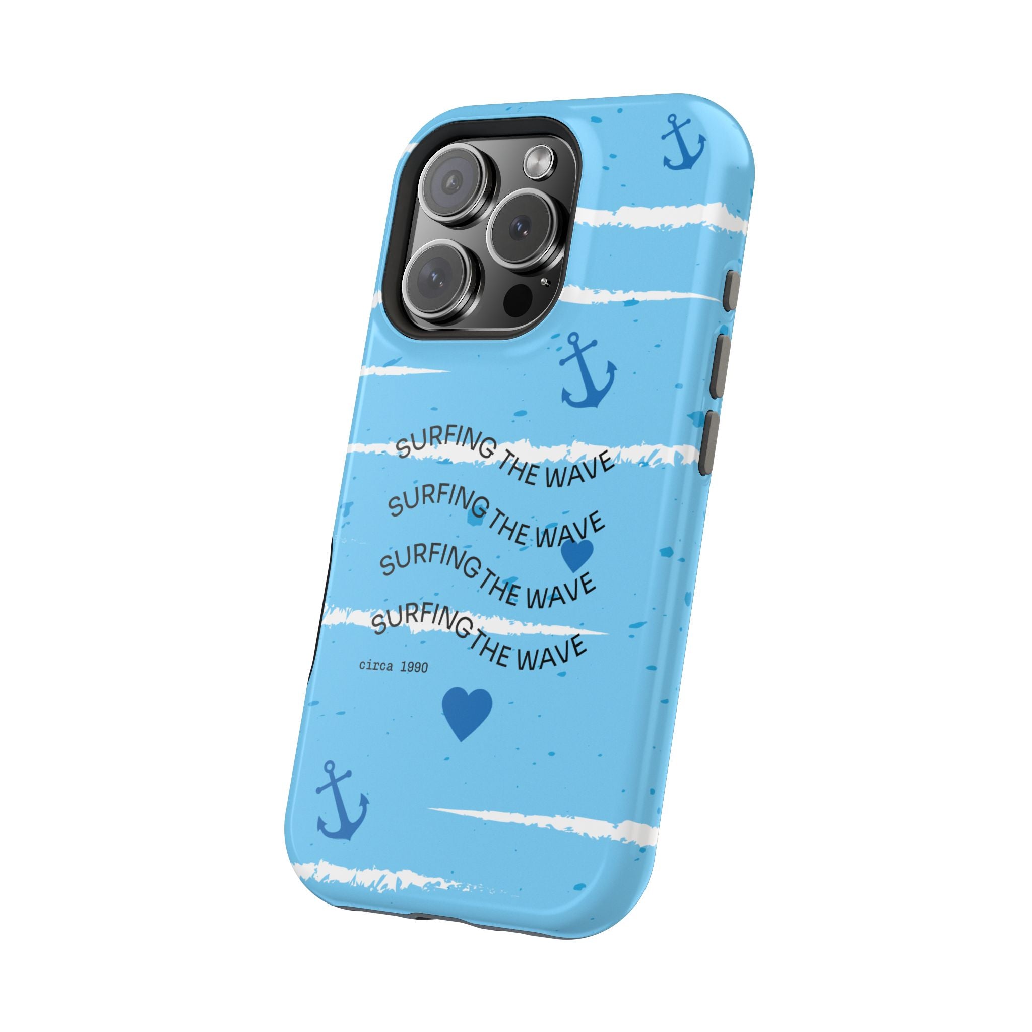 Surfing The Wave Blue Anchor Magnetic Phone Case — Impact‑Resistant, Magnetic iPhone Cover