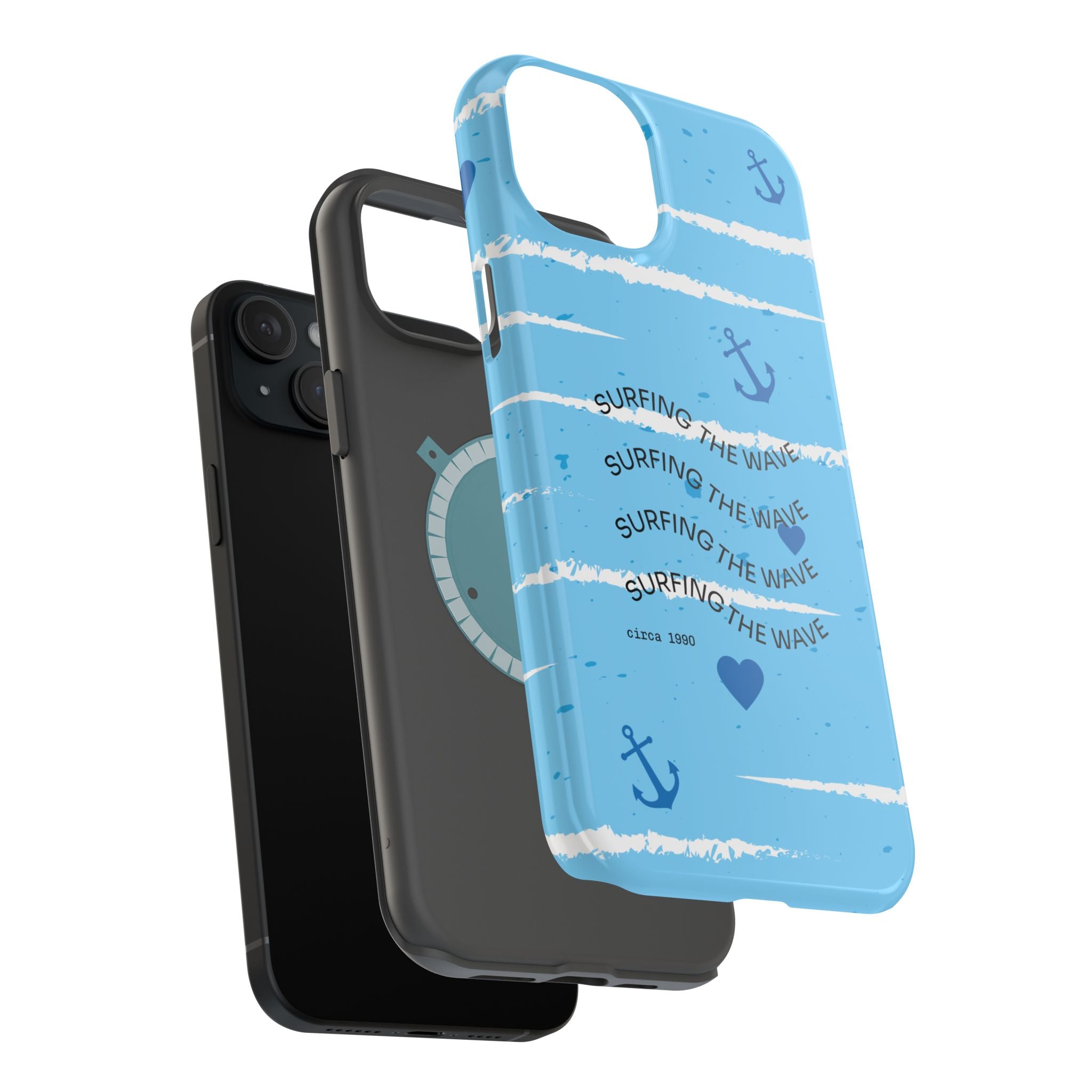 Surfing The Wave Blue Anchor Magnetic Phone Case — Impact‑Resistant, Magnetic iPhone Cover