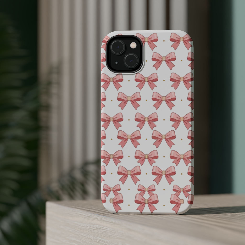 Pink Bow Pattern Magnetic Impact Phone Case — Protective iPhone Cover