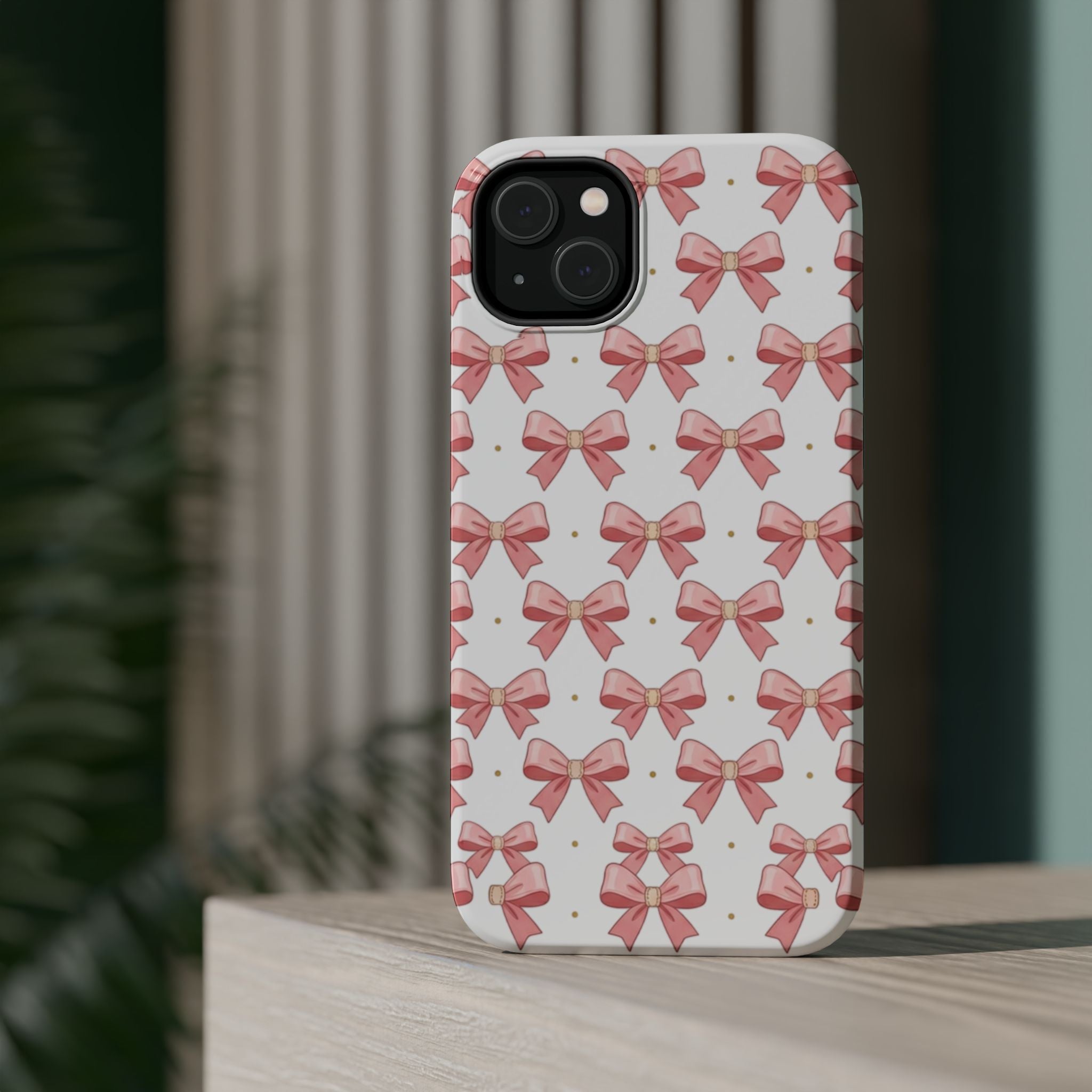 Pink Bow Pattern Magnetic Impact Phone Case — Protective iPhone Cover