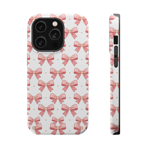 Pink Bow Pattern Magnetic Impact Phone Case — Protective iPhone Cover