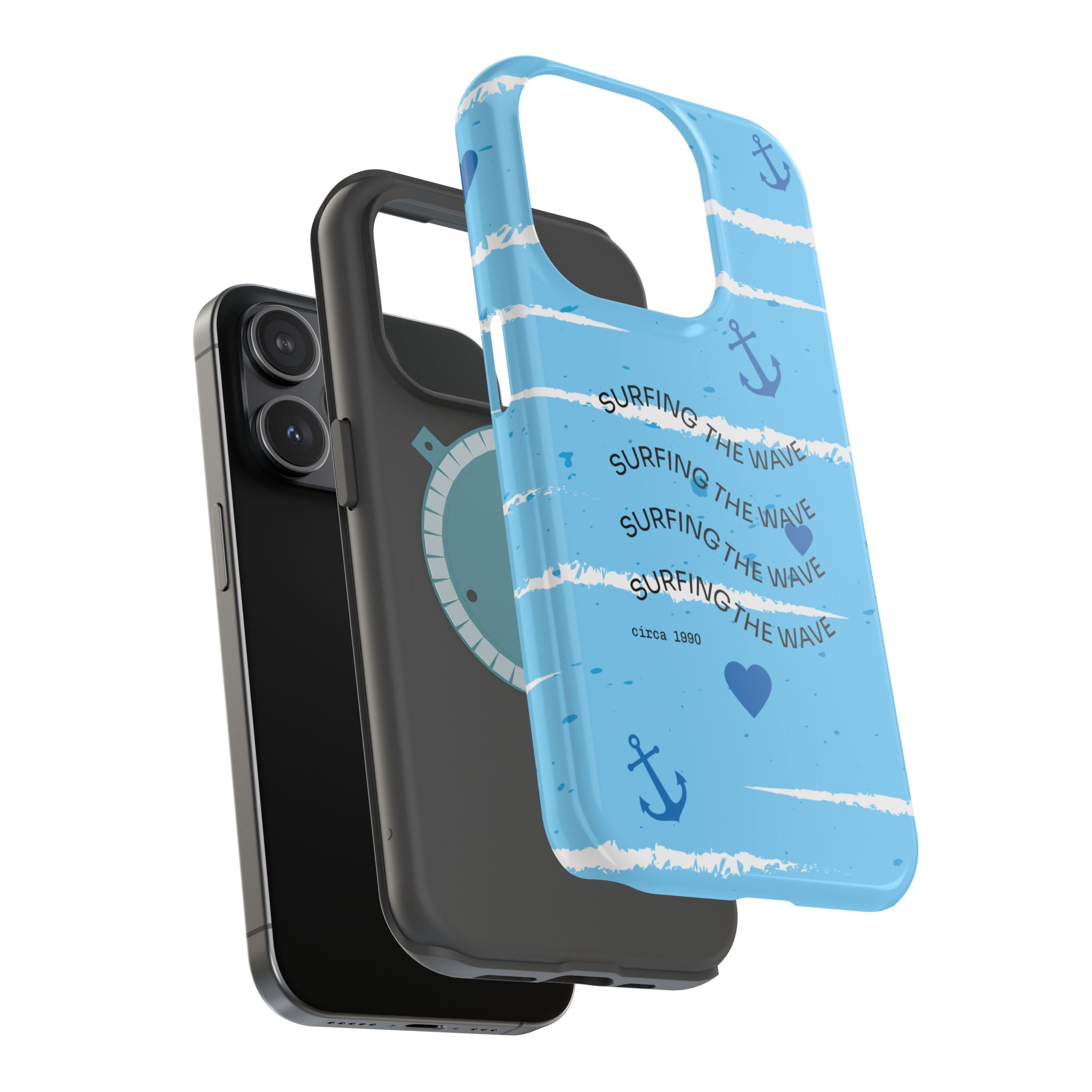 Surfing The Wave Blue Anchor Magnetic Phone Case — Impact‑Resistant, Magnetic iPhone Cover