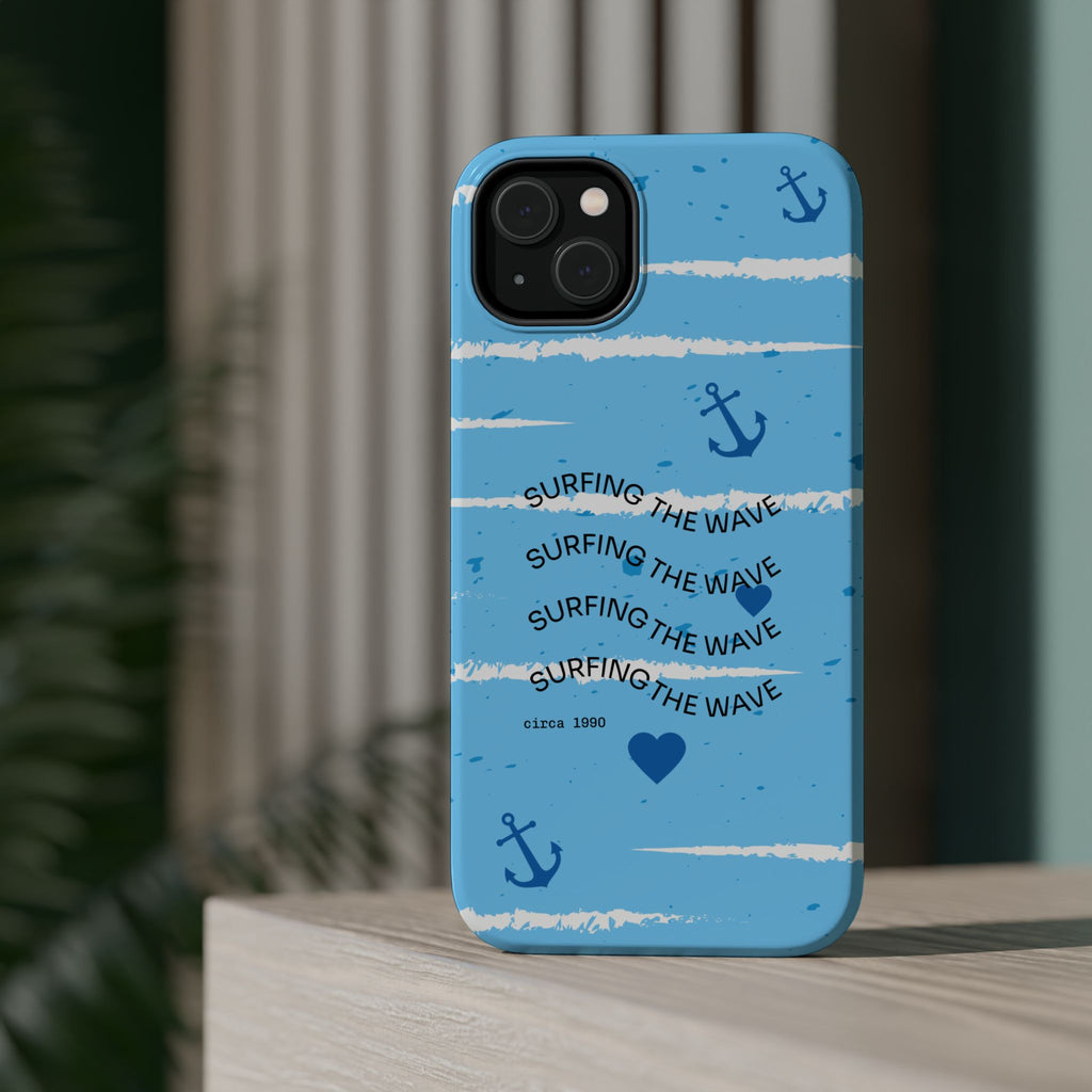Surfing The Wave Blue Anchor Magnetic Phone Case — Impact‑Resistant, Magnetic iPhone Cover