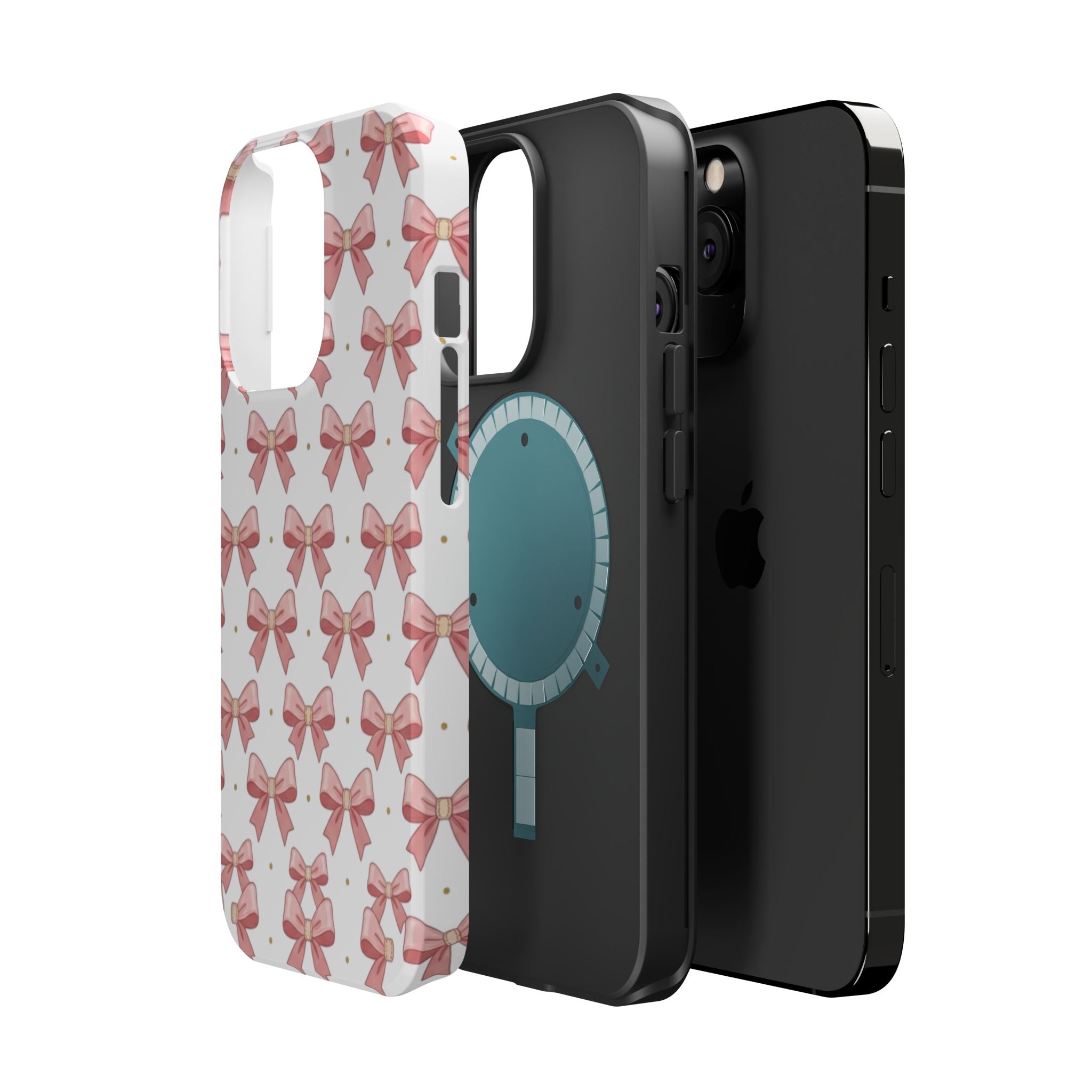 Pink Bow Pattern Magnetic Impact Phone Case — Protective iPhone Cover