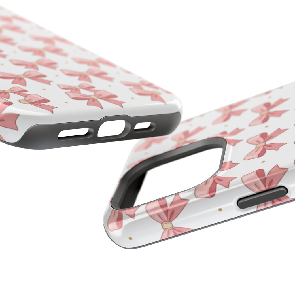 Pink Bow Pattern Magnetic Impact Phone Case — Protective iPhone Cover